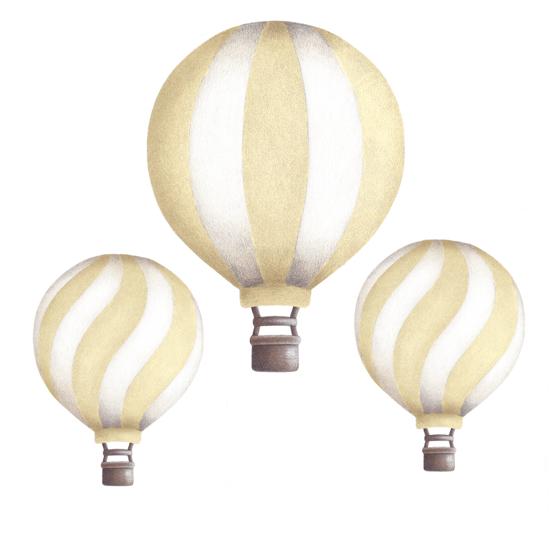 Citrongula luftballonger vintage väggklistermärken, Stickstay