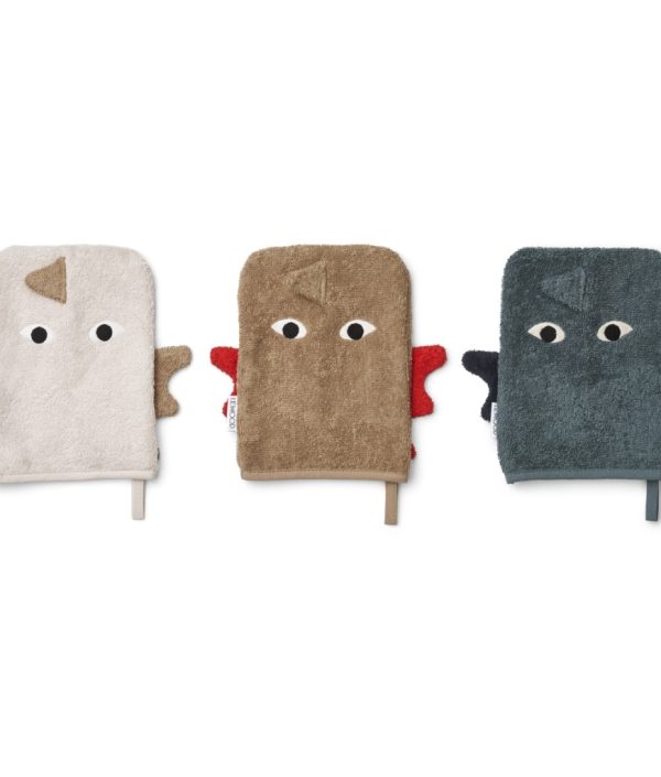 Liewood tvättlappar 3-pack Sylvester, Dragon multi mix