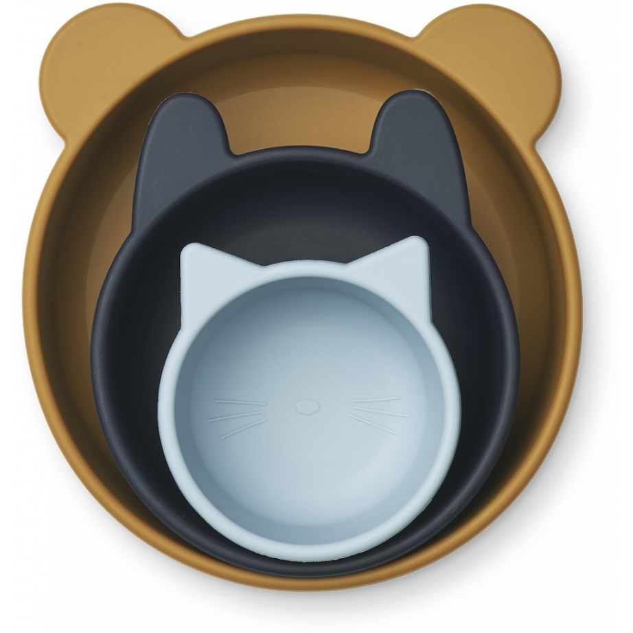 Liewood, Eddie 3-pack snackskålar i silikon, Sea blue multi mix