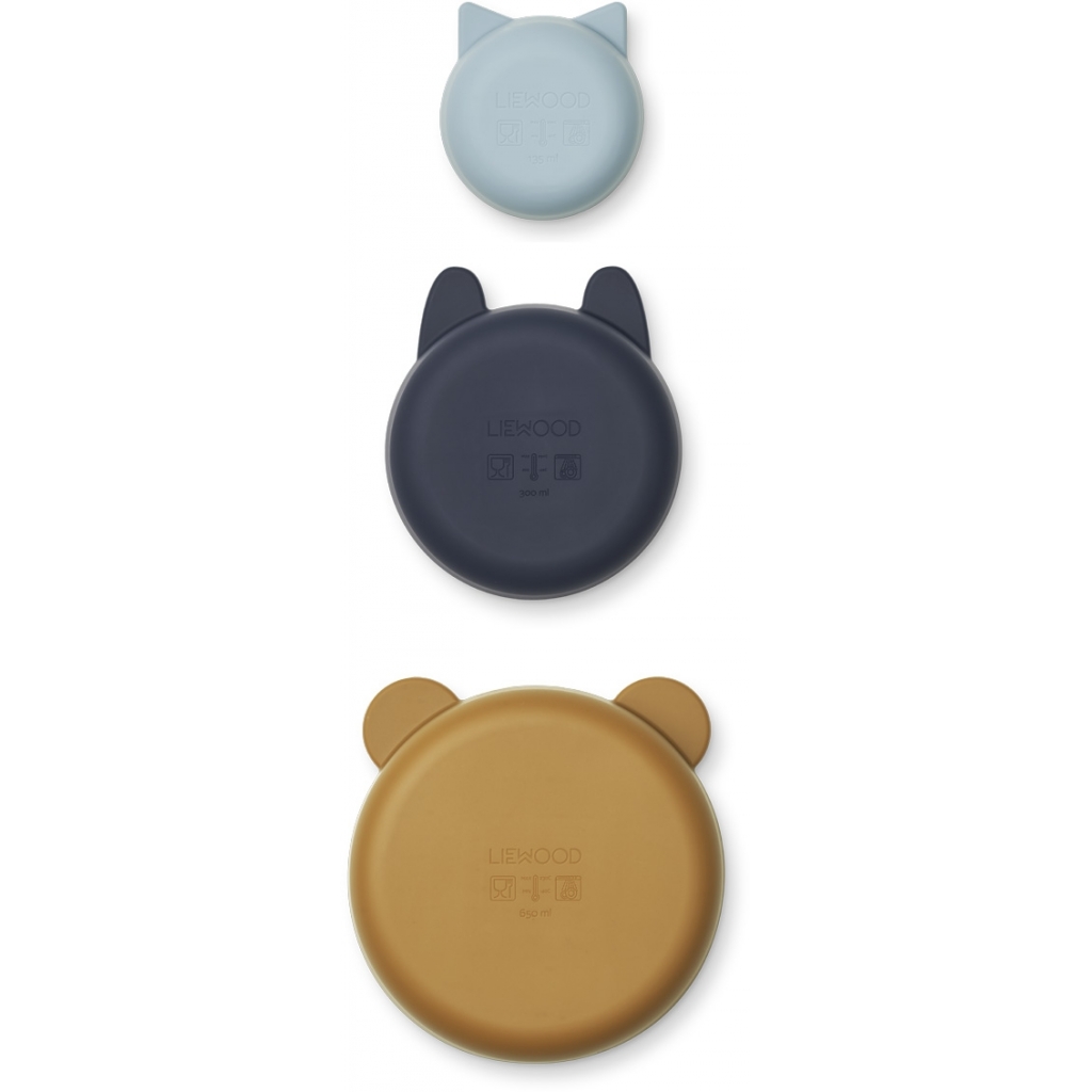 Liewood, Eddie 3-pack snackskålar i silikon, Sea blue multi mix - Bild 4