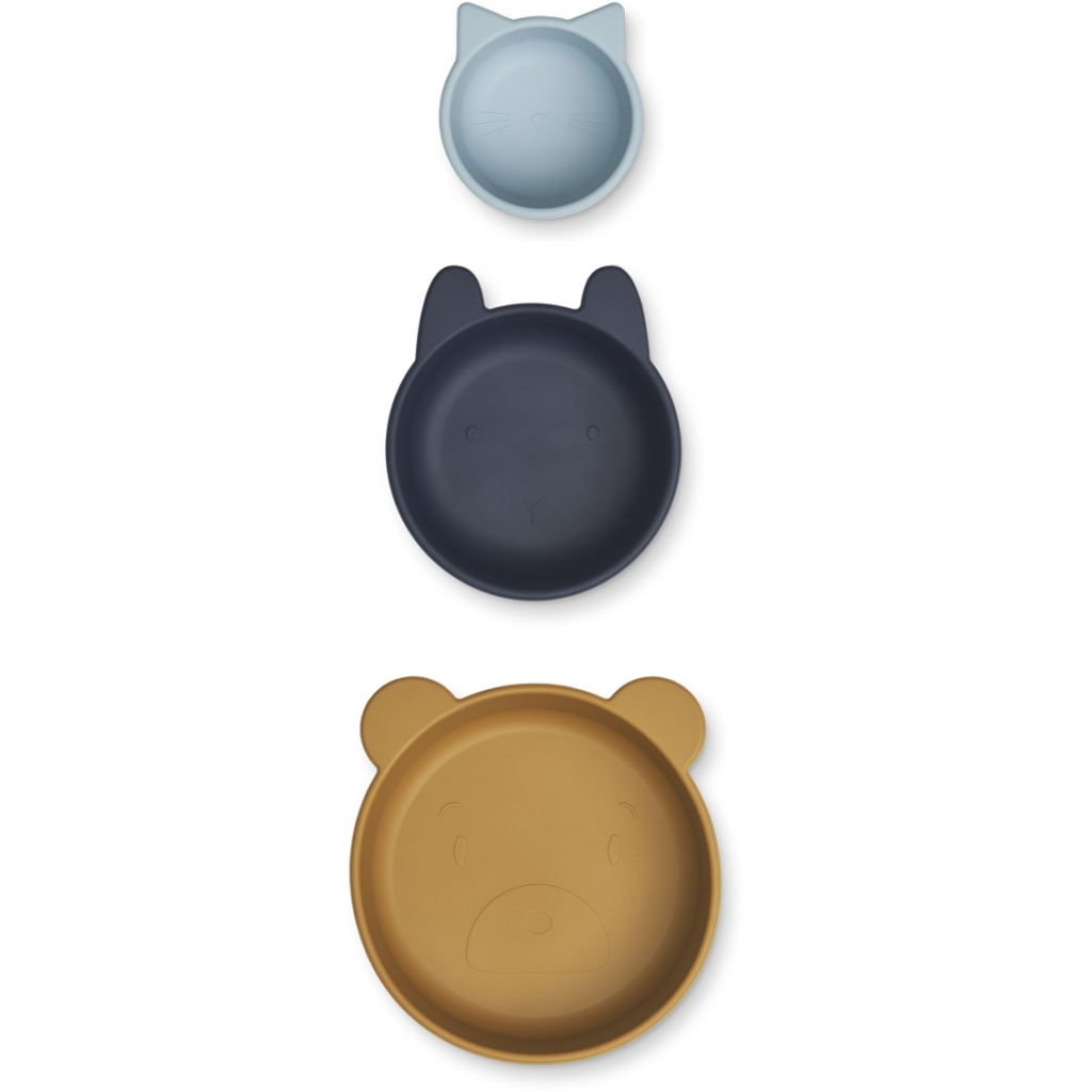 Liewood, Eddie 3-pack snackskålar i silikon, Sea blue multi mix - Bild 2