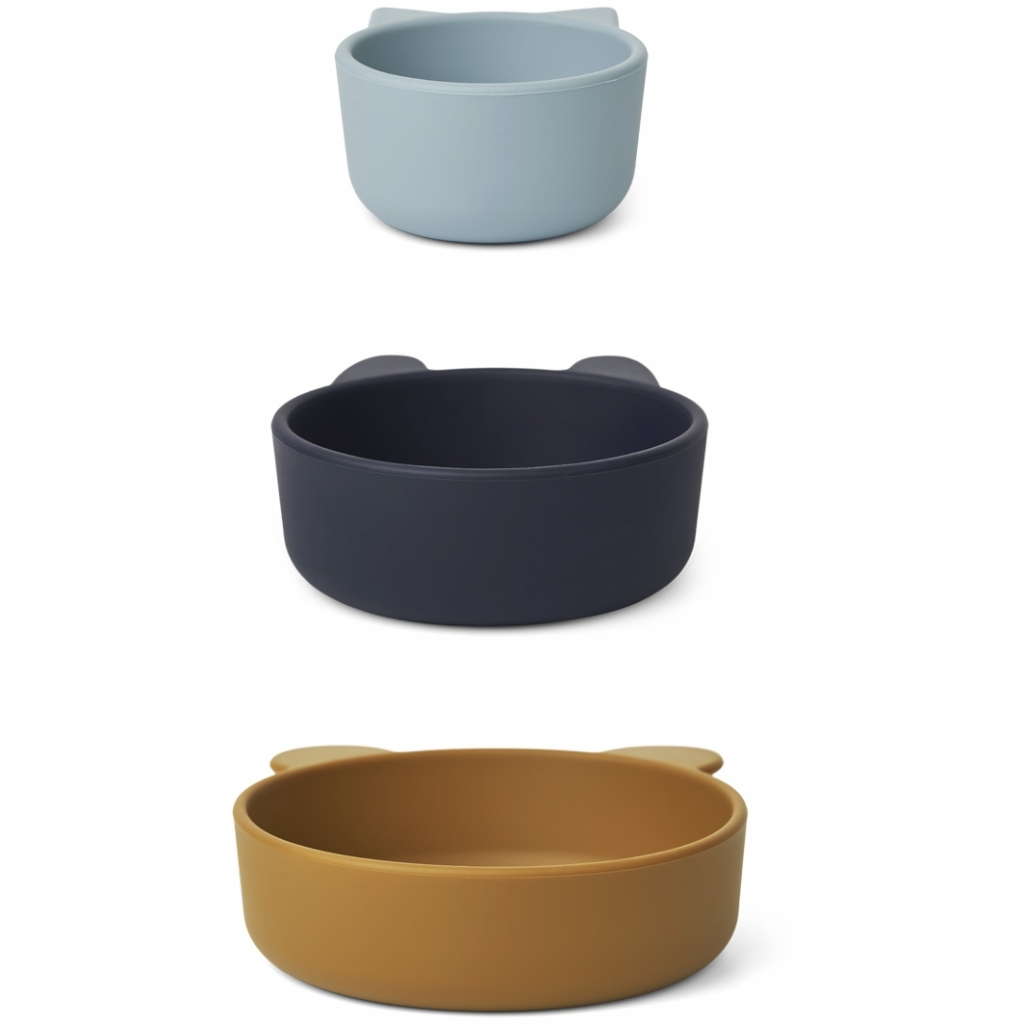 Liewood, Eddie 3-pack snackskålar i silikon, Sea blue multi mix - Bild 3