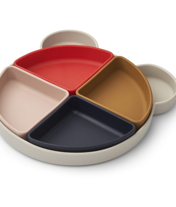 Liewood, Arne silikontallrik med fack, Mr Bear sandy multi mix