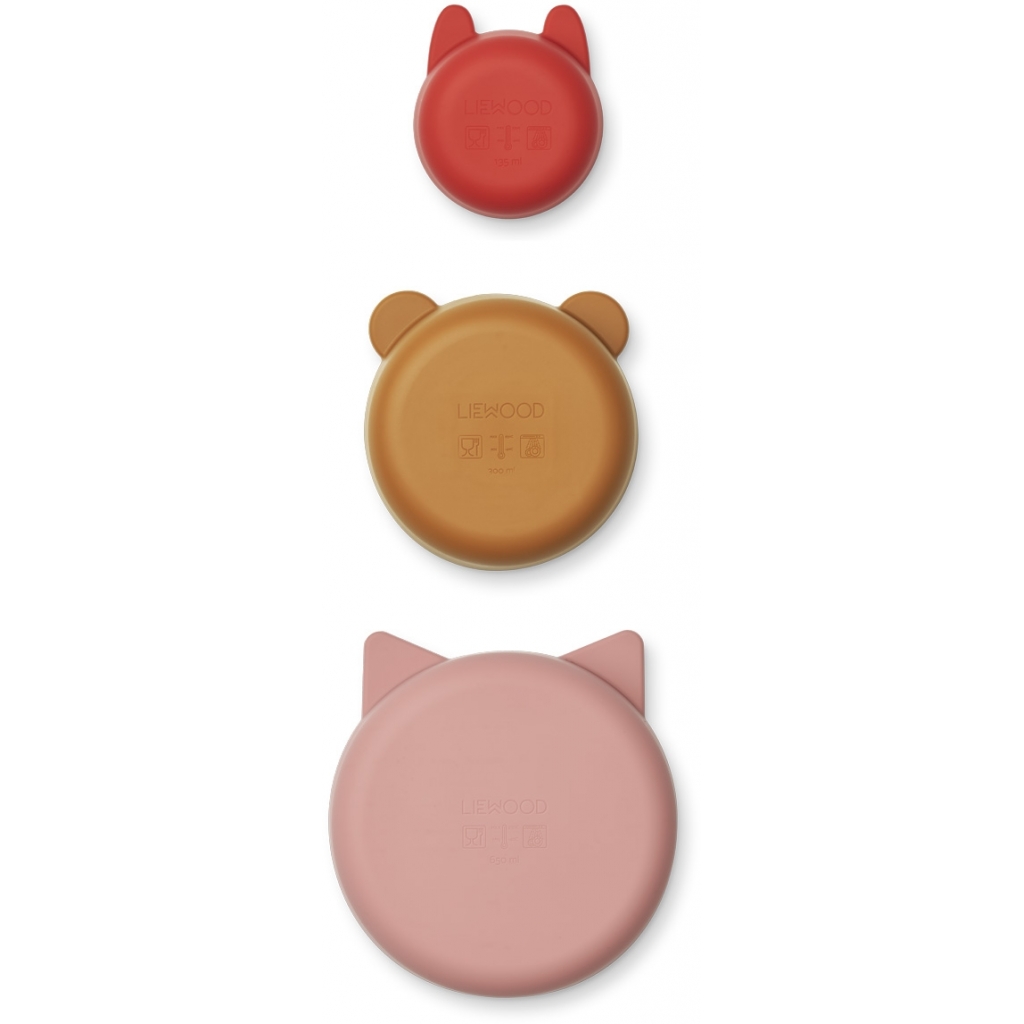 Liewood, Eddie 3-pack snackskålar i silikon, Dusty raspberry multi mix - Bild 4