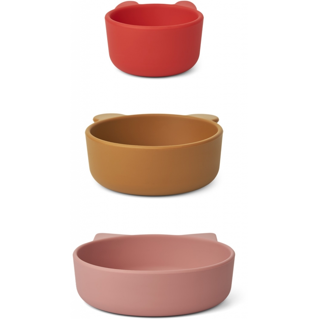 Liewood, Eddie 3-pack snackskålar i silikon, Dusty raspberry multi mix - Bild 3