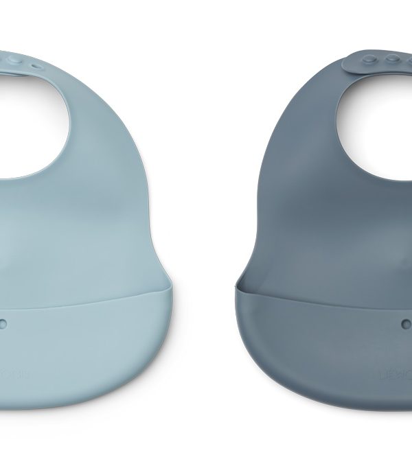 Liewood, Ember Silikon haklapp 2-pack, Sea blue/whale blue mix
