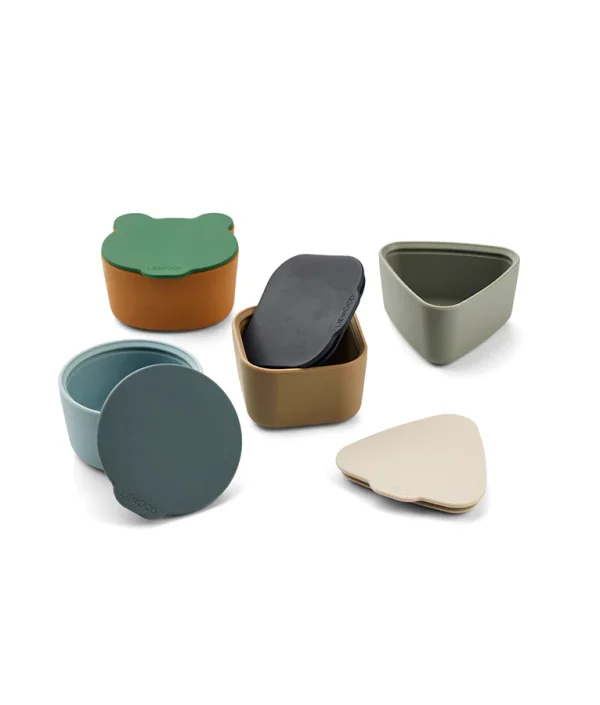 Liewood, Toto 4-pack snackskålar i silikon, Blue multi mix