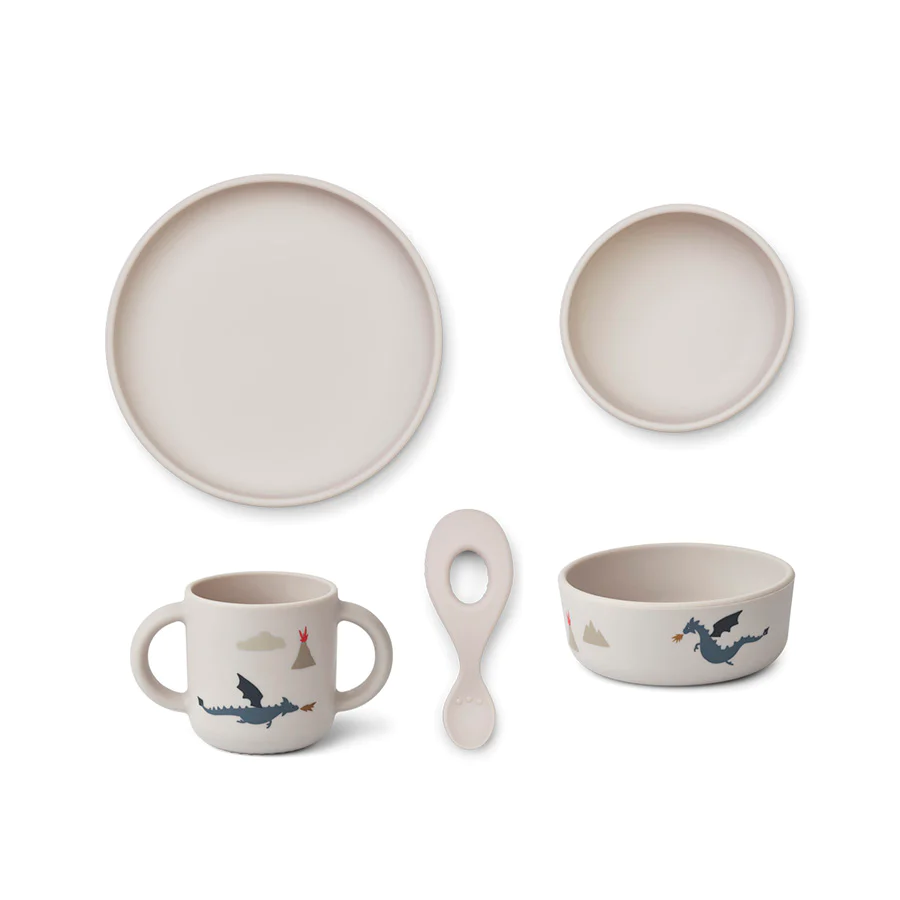 Liewood, Vivi silikon matset 4 delar, Little dragon sandy mix