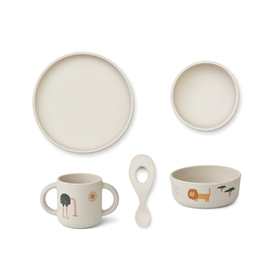 Liewood, Vivi silikon matset 4 delar, Safari sandy mix