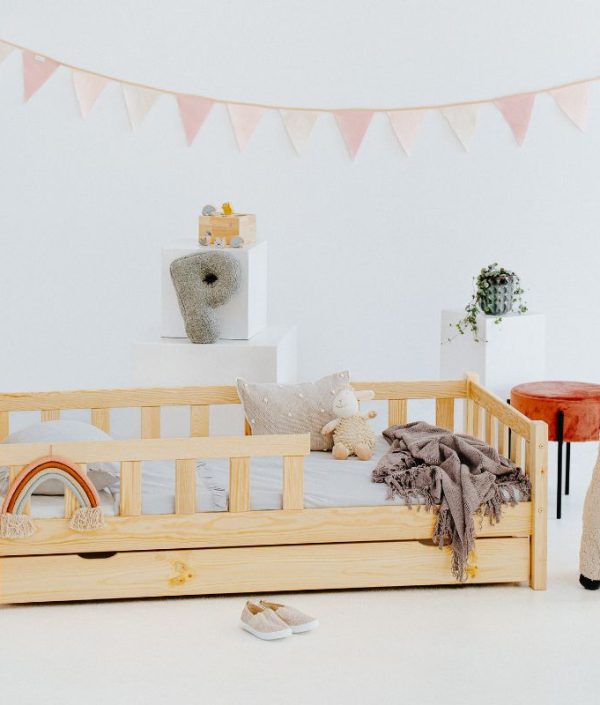 Juniorsäng med förvaringslåda Henri, natur