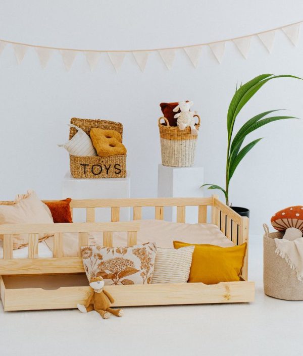 Juniorsäng med förvaringslåda Henri, natur