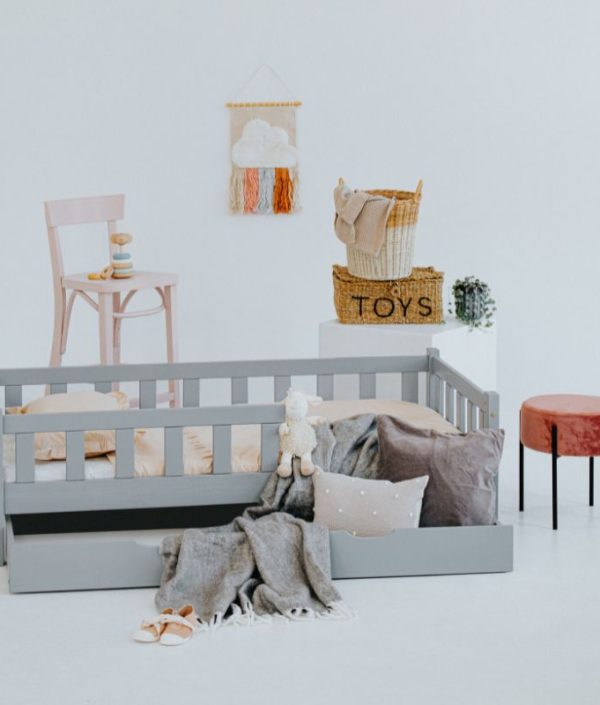 Juniorsäng med förvaringslåda Henri, grå