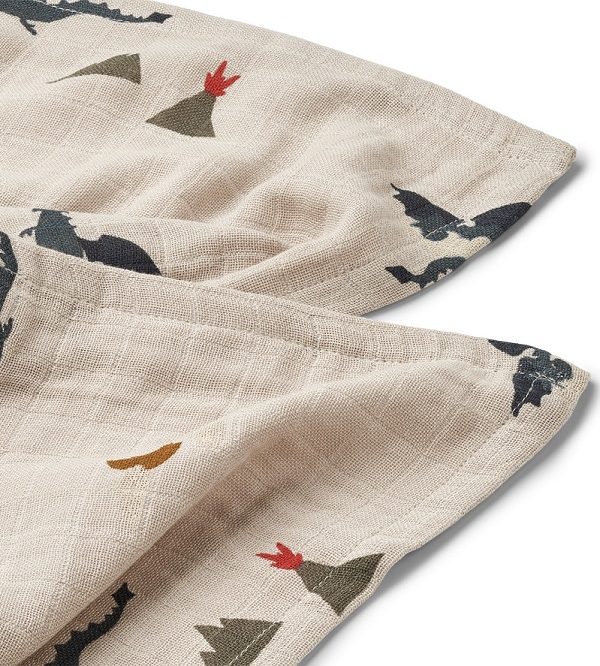 Liewood, Lewis snuttefilt 2-pack, Little dragon dark sandy mix