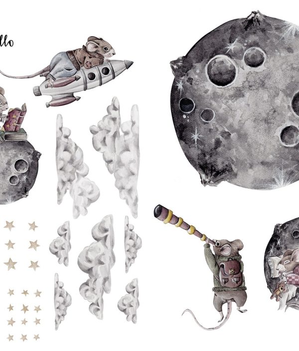 Dekorillo, väggklistermärke Cosmic Little Mouse