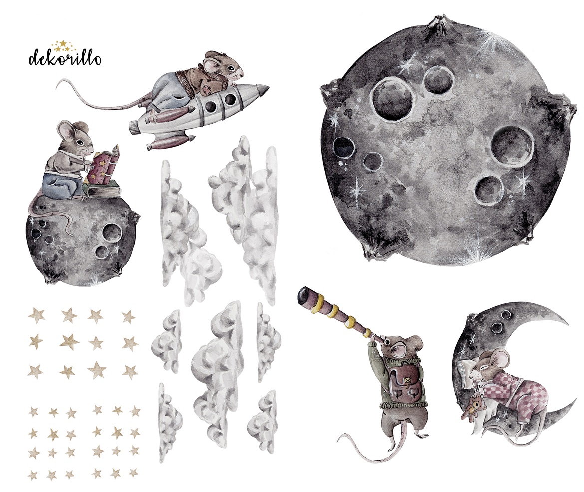 Dekorillo, väggklistermärke Cosmic Little Mouse - Bild 2