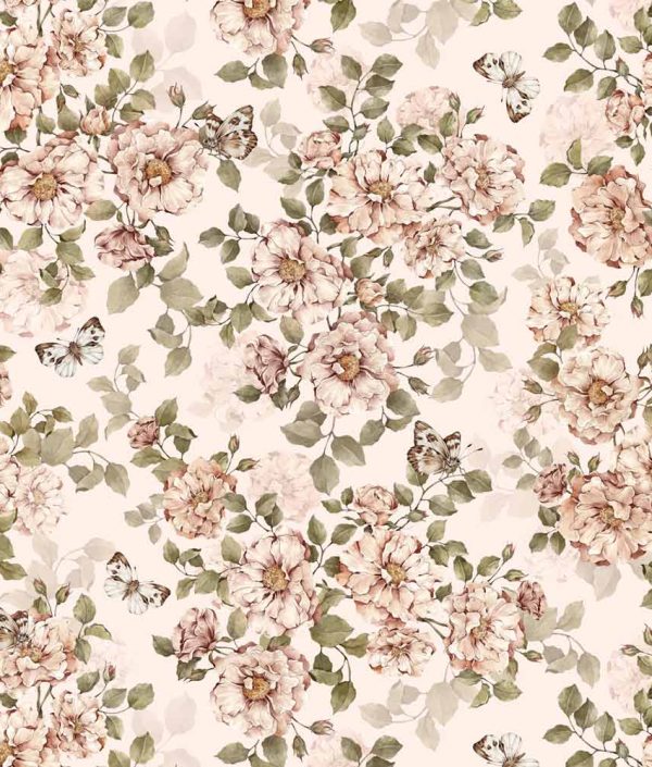 Dekornik, tapet Roses with butterflies