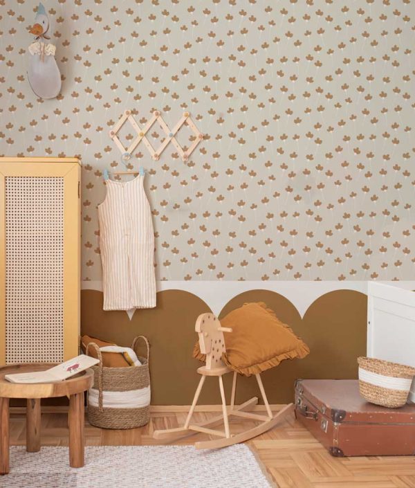 Dekornik, tapet Daisies Beige Cinnamon