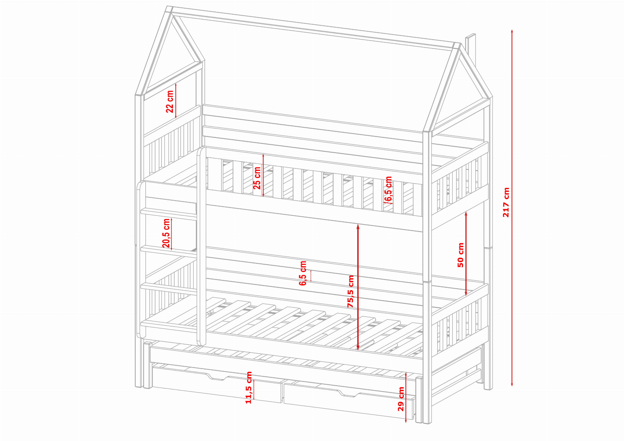 Hussäng våningssäng med tre sängar Ingvar - Bild 3