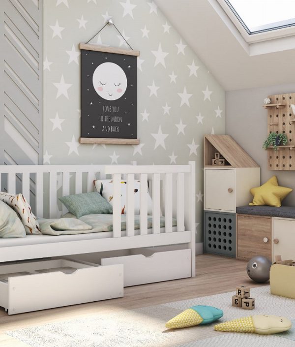 Barnsäng med stödbräda Alma