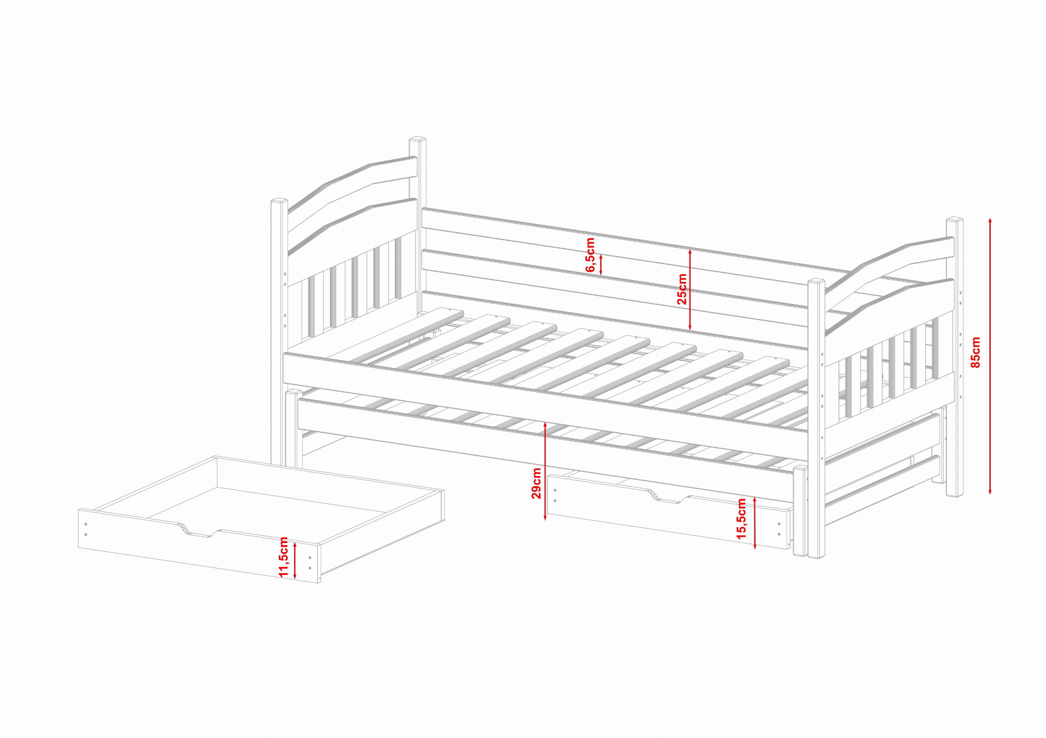 Barnsäng med extrasäng, dagbädd Mateo - Bild 6