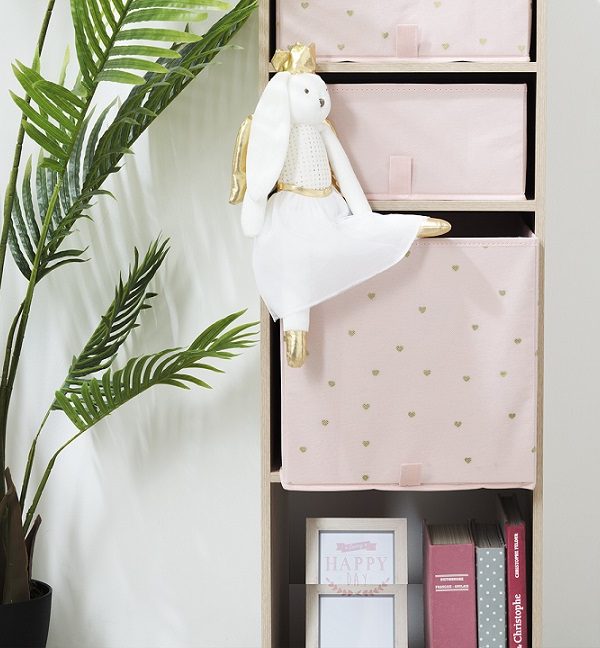 Förvaringskorg pink heart