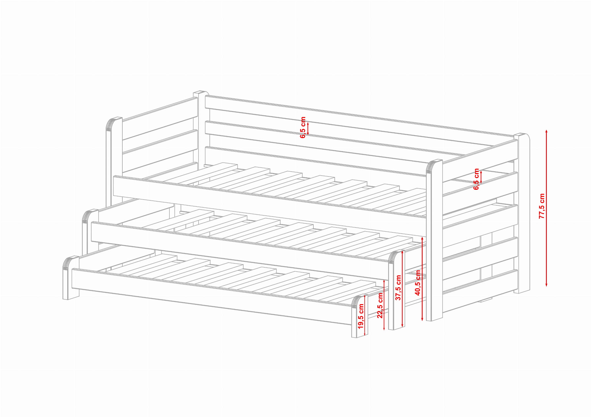 Barnsäng med tre sängar, dagbädd Roy - Bild 7