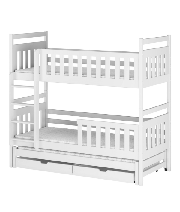 Våningssäng med stödbräda och tre sängar Katja