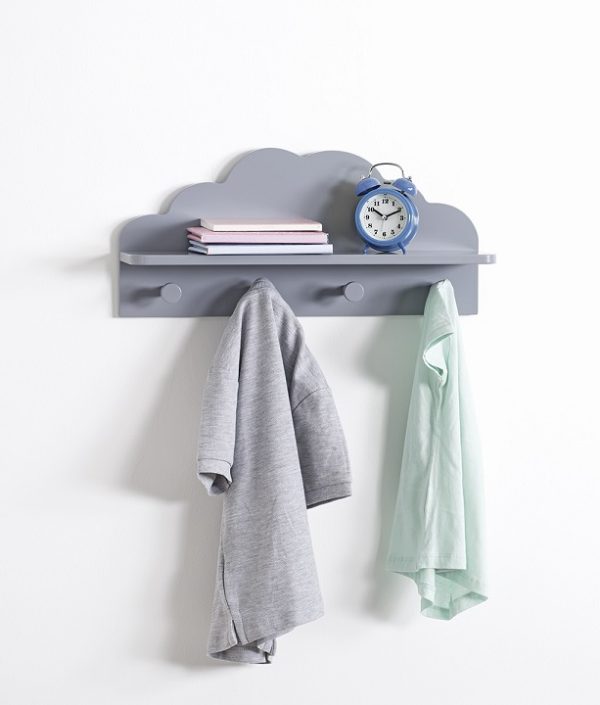 Hylla moln till barnrummet, grå