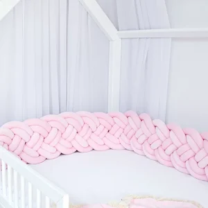 Spjälsängskydd, tunn fläta - Dusty Pink