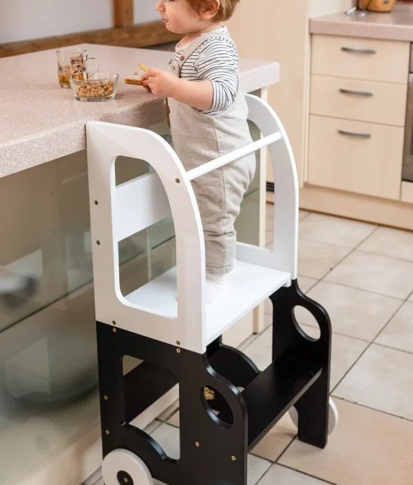 Byggbar kökspall bil, svart/vit