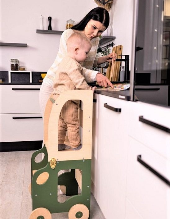 Byggbar kökspall bil, khaki/natur