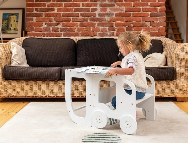 Byggbar kökspall bil, vit