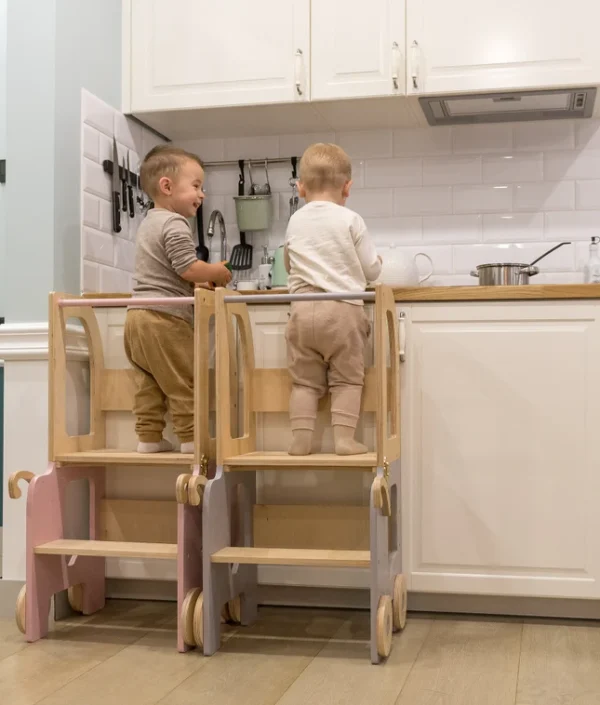 Byggbar kökspall bil, grå/natur