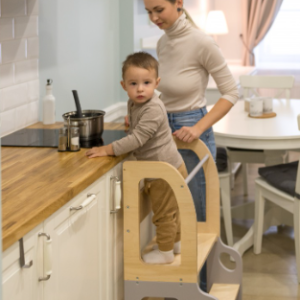 Byggbar kökspall bil, grå/natur