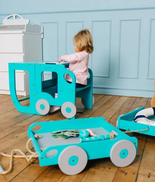 Byggbar kökspall bil, blå