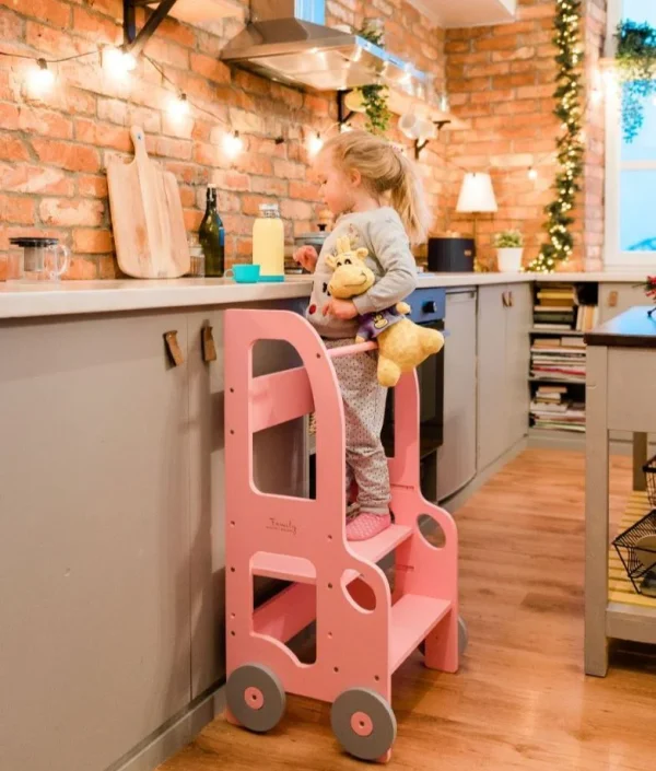 Hjälpa till pall Bil, rosa