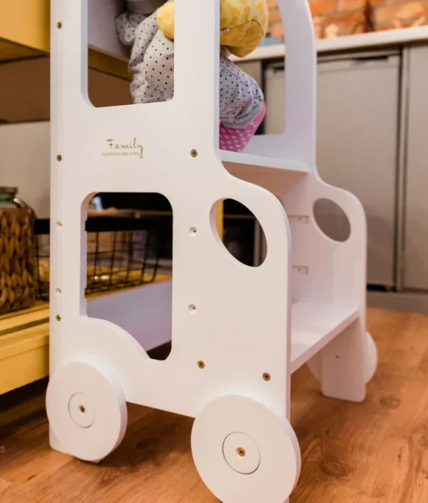 Hjälpa till pall Bil, vit