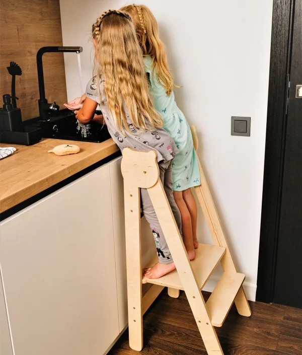 Hjälpa till pall hopfällbar, natur