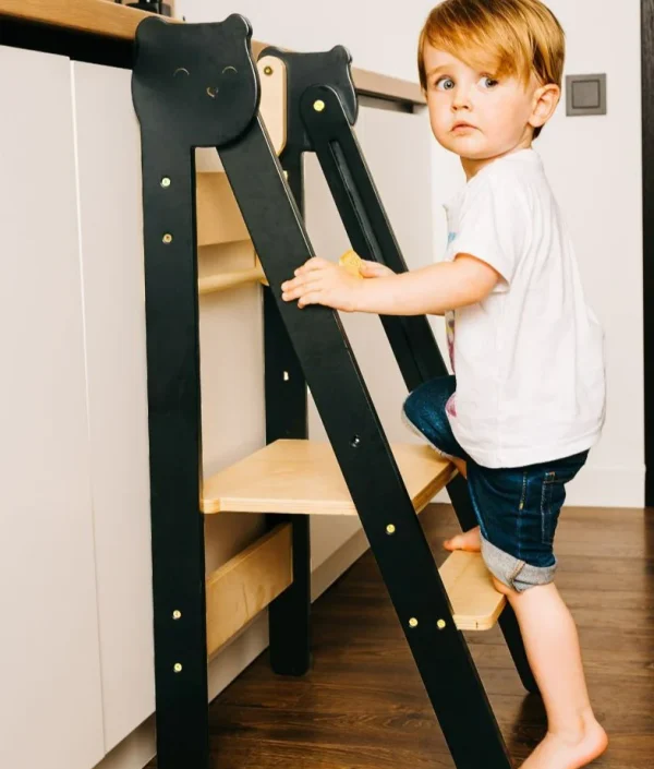 Hjälpa till pall hopfällbar, svart