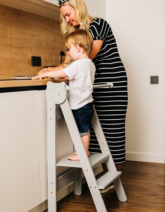 Hjälpa till pall hopfällbar, grå