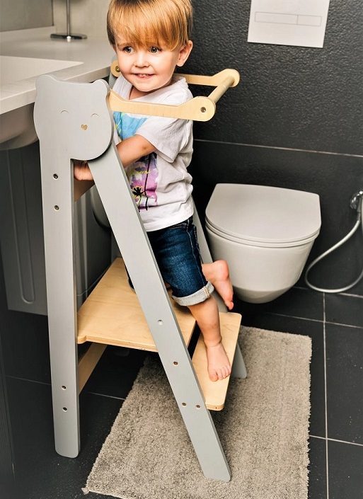 Hjälpa till pall hopfällbar, grå