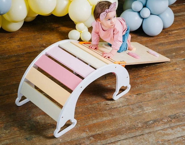 Klättergunga till barnrummet, pastell regnbåge - Bild 2