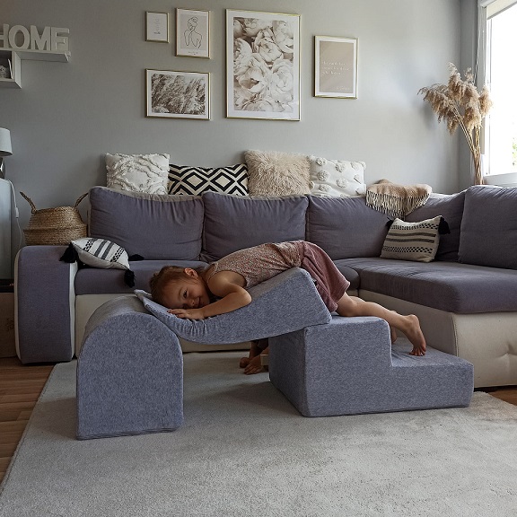 Meow, Byggbar rutschkana lekplats sammet, ljusgrå - Bild 4