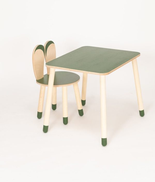 Möbelset kaninstol med bord, khaki