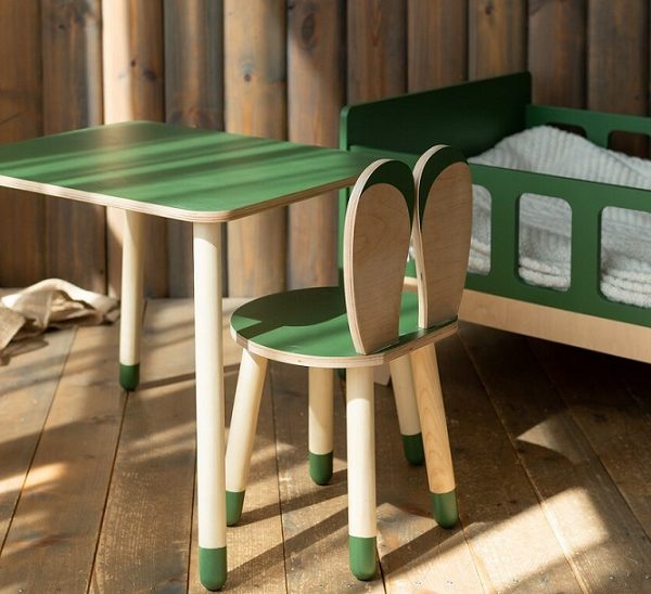 Möbelset kaninstol med bord, khaki