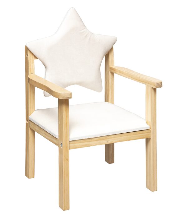 Stol till barnrummet stjärna, vit/natur