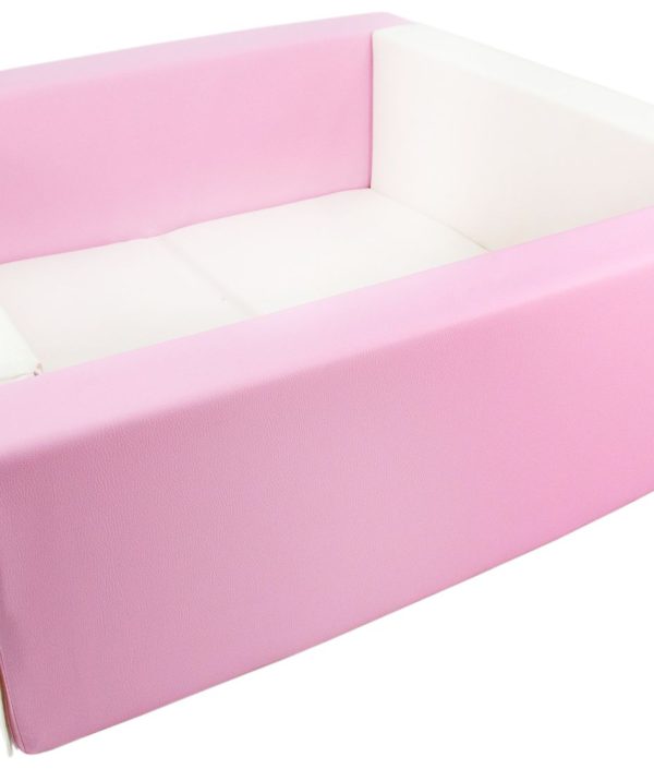 Rektangulärt rosa/vit bollhav 80x80x30 cm (valfri bollfärg)