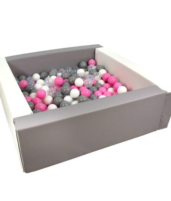 Rektangulärt grå/vit bollhav 80x80x30 cm (valfri bollfärg)