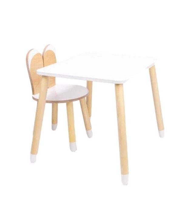 Möbelset kaninstol med bord, vit