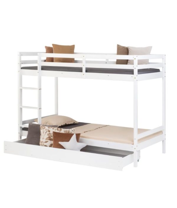 Vit våningssäng till barnrummet med förvaringslåda 90x200